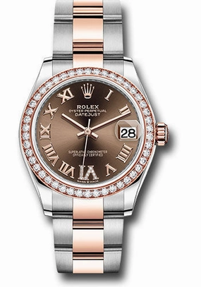   x Steel and Everose Gold Datejust 31 Watch - 46 Diamond Bezel - Chocolate Diamond Roman VI Dial - Oyster Bracelet 278381RBR chodr6o Datejust watch for sale   x Datejust watch