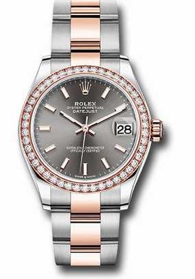   x Steel and Everose Gold Datejust 31 Watch - 46 Diamond Bezel - Dark Rhodium Index Dial - Oyster Bracelet 278381RBR dkrhio Datejust watch for sale   x Datejust watch
