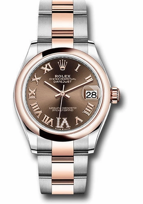   x Steel and Everose Gold Datejust 31 Watch - Domed Bezel - Dark Rhodium Diamond Roman VI Dial - Oyster Bracelet 278241 chodr6o Datejust watch for sale   x Datejust watch