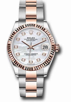   x Steel and Everose Gold Datejust 31 Watch - Fluted Bezel - Silver Diamond Dial - Oyster Bracelet 278271 mdo Datejust watch for sale   x Datejust watch