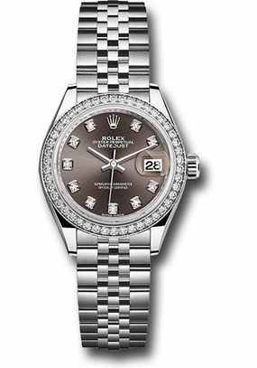   x Steel and White Gold   sor Lady-Datejust 28 Watch - 44 Diamond Bezel - Dark Grey Diamond Dial - Jubilee Bracelet - 279384RBR dgdj Datejust watch for sale   x Datejust watch