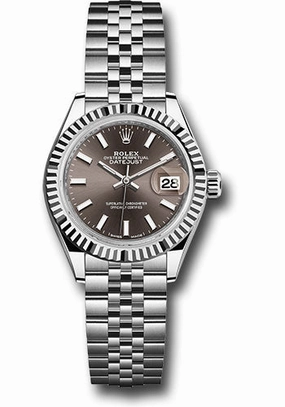  x Steel and White Gold   sor Lady-Datejust 28 Watch - Fluted Bezel - Dark Grey Index Dial - Jubilee Bracelet - 279174 dgij Datejust watch for sale   x Datejust watch