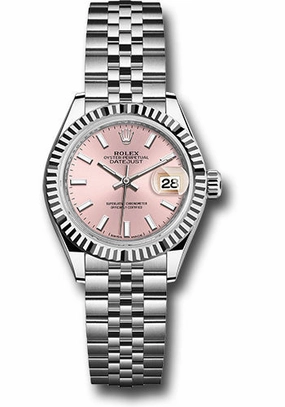   x Steel and White Gold   sor Lady-Datejust 28 Watch - Fluted Bezel - Pink Index Dial - Jubilee Bracelet - 279174 pij Datejust watch for sale   x Datejust watch