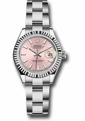   x Steel and White Gold   sor Lady-Datejust 28 Watch - Fluted Bezel - Pink Index Dial - Oyster Bracelet - 279174 pio Datejust watch for sale   x Datejust watch
