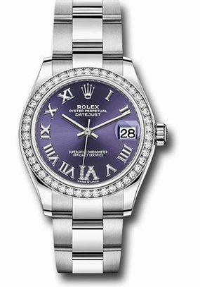   x Steel and White Gold Datejust 31 Watch - Diamond Bezel - Aubergine Roman Diamond 6 Dial - Oyster Bracelet 278384RBR aubdr6o Datejust watch for sale   x Datejust watch