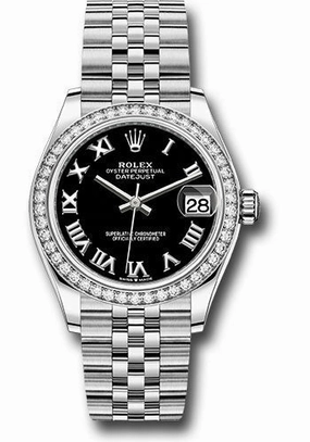   x Steel and White Gold Datejust 31 Watch - Diamond Bezel - Black Roman Dial - Jubilee Bracelet 278384RBR bkrj Datejust watch for sale   x Datejust watch