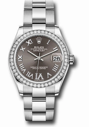   x Steel and White Gold Datejust 31 Watch - Diamond Bezel - Dark Grey Roman Diamond 6 Dial - Oyster Bracelet 278384RBR dkgdr6o Datejust watch for sale   x Datejust watch