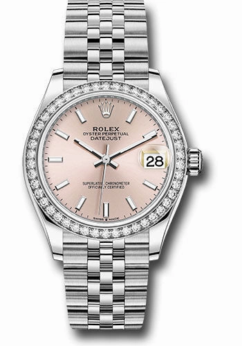   x Steel and White Gold Datejust 31 Watch - Diamond Bezel - Pink Index Dial - Jubilee Bracelet 278384RBR pij Datejust watch for sale   x Datejust watch