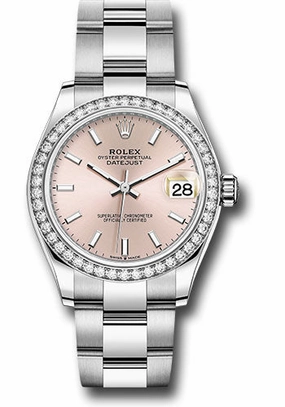   x Steel and White Gold Datejust 31 Watch - Diamond Bezel - Pink Index Dial - Oyster Bracelet 278384RBR pio Datejust watch for sale   x Datejust watch
