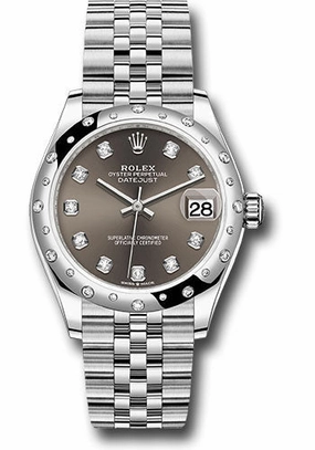   x Steel and White Gold Datejust 31 Watch - Domed 24 Diamond Bezel - Dark Grey Diamond Dial - Jubilee Bracelet 278344RBR dkgdj Datejust watch for sale   x Datejust watch