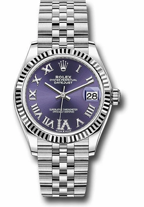   x Steel and White Gold Datejust 31 Watch - Fluted Bezel - Aubergine Roman Diamond 6 Dial - Jubilee Bracelet 278274 aubdr6j Datejust watch for sale   x Datejust watch