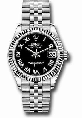   x Steel and White Gold Datejust 31 Watch - Fluted Bezel - Black Roman Dial - Jubilee Bracelet 278274 bkrj Datejust watch for sale   x Datejust watch