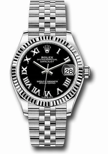   x Steel and White Gold Datejust 31 Watch - Fluted Bezel - Black Roman Dial - Jubilee Bracelet 278274 bkrj Datejust watch for sale   x Datejust watch
