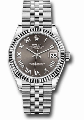   x Steel and White Gold Datejust 31 Watch - Fluted Bezel - Dark Grey Roman Dial - Jubilee Bracelet 278274 dkgrj Datejust watch for sale   x Datejust watch