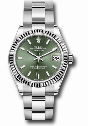   x Steel and White Gold Datejust 31 Watch - Fluted Bezel - Mint Green Index Dial - Oyster Bracelet 278274 mgio Datejust watch for sale   x Datejust watch