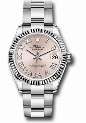   x Steel and White Gold Datejust 31 Watch - Fluted Bezel - Pink Roman Dial - Oyster Bracelet 278274 pro Datejust watch for sale   x Datejust watch