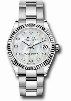   x Steel and White Gold Datejust 31 Watch - Fluted Bezel - White Mother-Of-Pearl Diamond Dial - Oyster Bracelet 278274 mdo Datejust watch for sale   x Datejust watch
