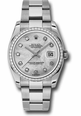   x Steel and White Gold Datejust 36 Watch - 52 Diamond Bezel - Mother-Of-Pearl Diamond Dial - Oyster Bracelet - 116244 mdo Datejust watch for sale   x Datejust watch