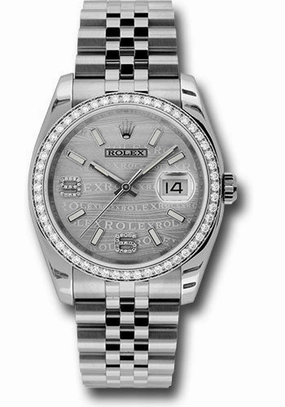   x Steel and White Gold Datejust 36 Watch - 52 Diamond Bezel - Silver Wave Diamond 6 And 9 Arabic Dial - Jubilee Bracelet - 116244  swdaj Datejust watch for sale   x Datejust watch