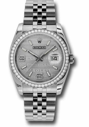   x Steel and White Gold Datejust 36 Watch - 52 Diamond Bezel - Silver Wave Diamond 6 And 9 Arabic Dial - Jubilee Bracelet - 116244  swdaj Datejust watch for sale   x Datejust watch