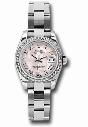  x Steel and White Gold Lady Datejust 26 Watch - 46 Diamond Bezel - Pink Mother-Of-Pearl Roman Dial - Oyster Bracelet - 179384 pmro Datejust watch for sale   x Datejust watch