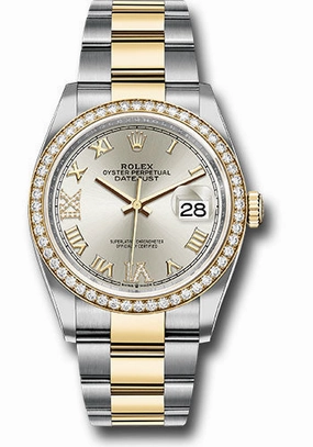   x Steel and Yellow Gold   sor Datejust 36 Watch - Diamond Bezel - Silver Roman Dial - Oyster Bracelet - 126283RBR sdr69o Datejust watch for sale   x Datejust watch