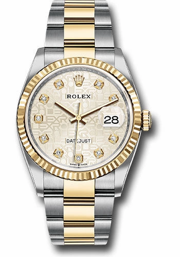   x Steel and Yellow Gold   sor Datejust 36 Watch - Fluted Bezel - Silver Jubilee Diamond Dial - Oyster Bracelet - 126233 sjdo Datejust watch for sale   x Datejust watch