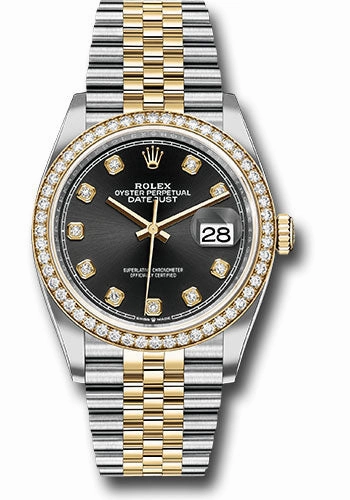   x Steel and Yellow Gold   sor Datejust 36 Watch - Yellow Diamond Bezel - Black Diamond Dial - Jubilee Bracelet - 126283RBR bkdj Datejust watch for sale   x Datejust watch