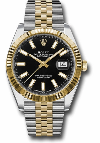   x Steel and Yellow Gold   sor Datejust 41 Watch - Fluted Bezel - Black Index Dial - Jubilee Bracelet - 126333 bkij Datejust watch for sale   x Datejust watch
