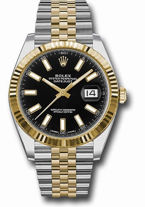   x Steel and Yellow Gold   sor Datejust 41 Watch - Fluted Bezel - Black Index Dial - Jubilee Bracelet - 126333 bkij Datejust watch for sale   x Datejust watch