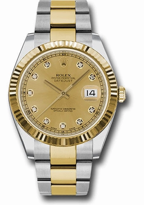  x Steel and Yellow Gold   sor Datejust 41 Watch - Fluted Bezel - Champagne Diamond Dial - Oyster Bracelet - 126333 chdo Datejust watch for sale   x Datejust watch
