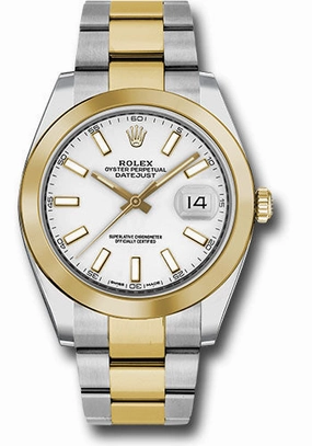   x Steel and Yellow Gold   sor Datejust 41 Watch - Smooth Bezel - White Index Dial - Oyster Bracelet - 126303 wio Datejust watch for sale   x Datejust watch