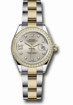   x Steel and Yellow Gold   sor Lady-Datejust 28 Watch - Diamond Bezel - Silver Diamond Star Dial - Oyster Bracelet - 279383RBR s9dix8do Datejust watch for sale   x Datejust watch