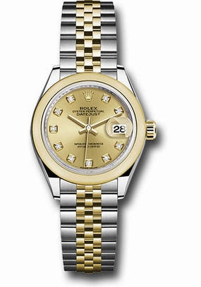   x Steel and Yellow Gold   sor Lady-Datejust 28 Watch - Domed Bezel - Champagne Diamond Dial - Jubilee Bracelet - 279163 chdj Datejust watch for sale   x Datejust watch