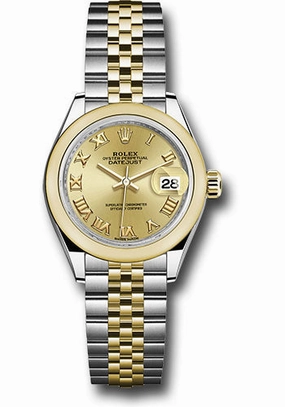   x Steel and Yellow Gold   sor Lady-Datejust 28 Watch - Domed Bezel - Champagne Roman Dial - Jubilee Bracelet - 279163 chrj Datejust watch for sale   x Datejust watch