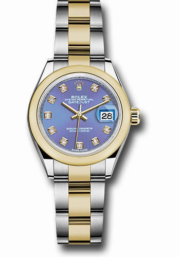  x Steel and Yellow Gold   sor Lady-Datejust 28 Watch - Domed Bezel - Lavender Diamond Dial - Oyster Bracelet - 279163 ldo Datejust watch for sale   x Datejust watch