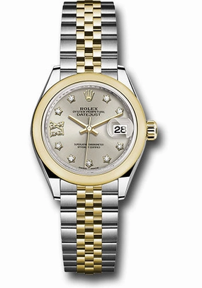   x Steel and Yellow Gold   sor Lady-Datejust 28 Watch - Domed Bezel - Silver Diamond Star Dial - Jubilee Bracelet - 279163 s9dix8dj Datejust watch for sale   x Datejust watch