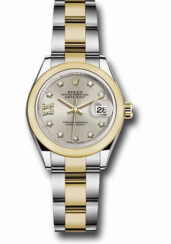   x Steel and Yellow Gold   sor Lady-Datejust 28 Watch - Domed Bezel - Silver Diamond Star Dial - Oyster Bracelet - 279163 s9dix8do Datejust watch for sale   x Datejust watch