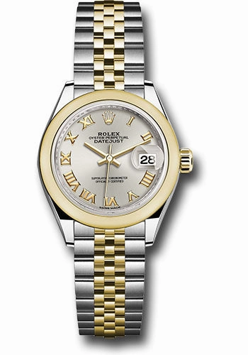   x Steel and Yellow Gold   sor Lady-Datejust 28 Watch - Domed Bezel - Silver Roman Dial - Jubilee Bracelet - 279163 srj Datejust watch for sale   x Datejust watch