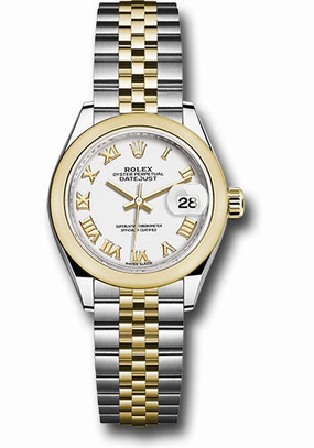   x Steel and Yellow Gold   sor Lady-Datejust 28 Watch - Domed Bezel - White Roman Dial - Jubilee Bracelet - 279163 wrj Datejust watch for sale   x Datejust watch