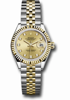   x Steel and Yellow Gold   sor Lady-Datejust 28 Watch - Fluted Bezel - Champagne Diamond Dial - Jubilee Bracelet - 279173 chdj Datejust watch for sale   x Datejust watch