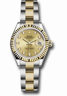   x Steel and Yellow Gold   sor Lady-Datejust 28 Watch - Fluted Bezel - Champagne Diamond Dial - Oyster Bracelet - 279173 chdo Datejust watch for sale   x Datejust watch