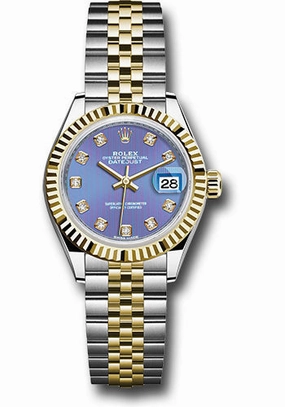   x Steel and Yellow Gold   sor Lady-Datejust 28 Watch - Fluted Bezel - Lavender Diamond Dial - Jubilee Bracelet - 279173 ldj Datejust watch for sale   x Datejust watch