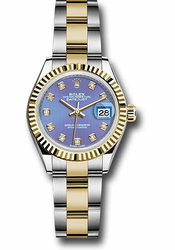   x Steel and Yellow Gold   sor Lady-Datejust 28 Watch - Fluted Bezel - Lavender Diamond Dial - Oyster Bracelet - 279173 ldo Datejust watch for sale   x Datejust watch
