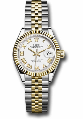   x Steel and Yellow Gold   sor Lady-Datejust 28 Watch - Fluted Bezel - White Roman Dial - Jubilee Bracelet - 279173 wrj Datejust watch for sale   x Datejust watch