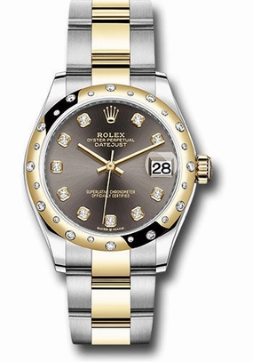   x Steel and Yellow Gold Datejust 31 Watch - Domed Diamond Bezel - Dark Grey Diamond Dial - Oyster Bracelet 278343 dkgdo Datejust watch for sale   x Datejust watch