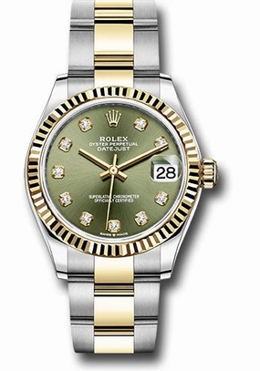   x Steel and Yellow Gold Datejust 31 Watch - Fluted Bezel - Olive Green Diamond Dial - Oyster Bracelet 278273 ogdo Datejust watch for sale   x Datejust watch