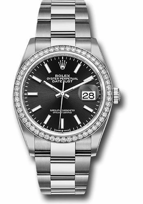   x Steel Datejust 36 Watch - Diamond Bezel - Black Index Dial - Oyster Bracelet - 126284RBR bkio Datejust watch for sale   x Datejust watch