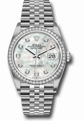   x Steel Datejust 36 Watch - Diamond Bezel - Mother-of-Pearl Diamond Dial - Jubilee Bracelet - 126284RBR mdj Datejust watch for sale   x Datejust watch