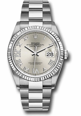   x Steel Datejust 36 Watch - Fluted Bezel - Silver Diamond Roman VI and IX Dial - Oyster Bracelet - 126234 sdr69o Datejust watch for sale   x Datejust watch